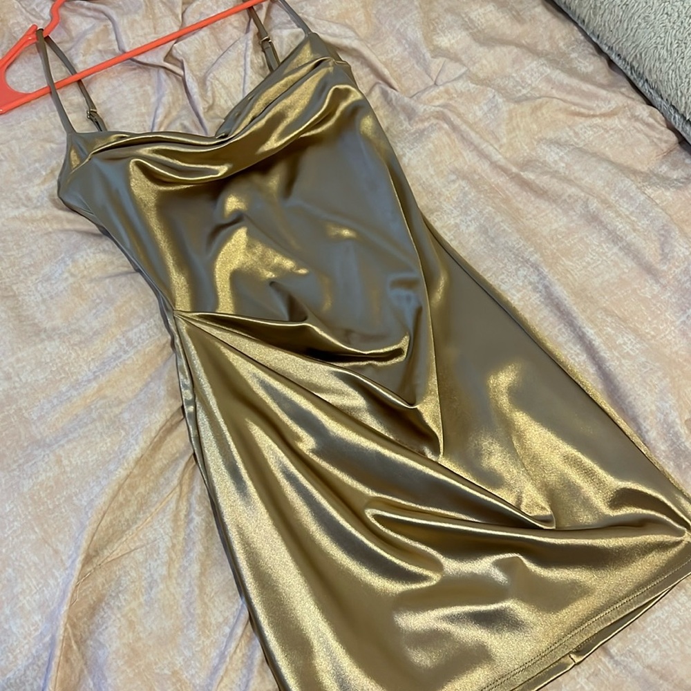 LUCY IN THE SKY gold homecoming dress UNWORN